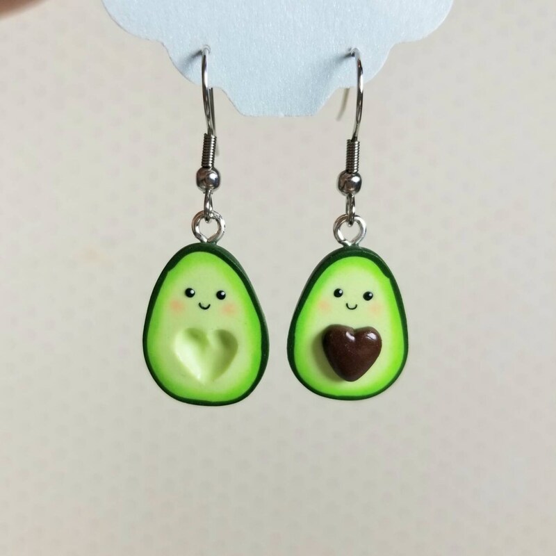 Avocado polymer clay earrings with stainless steel wire